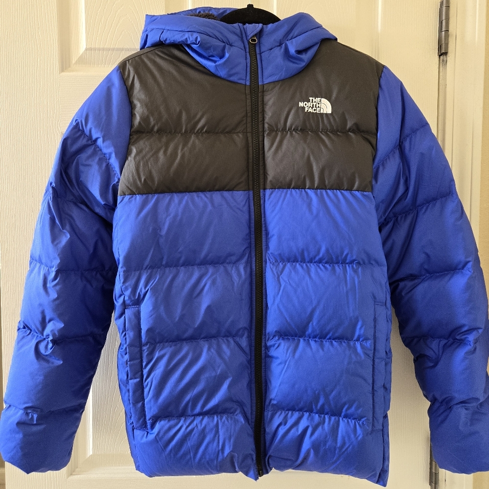The North Face Boys hooded down jacket w/fleece lining, size: XL, color: blue